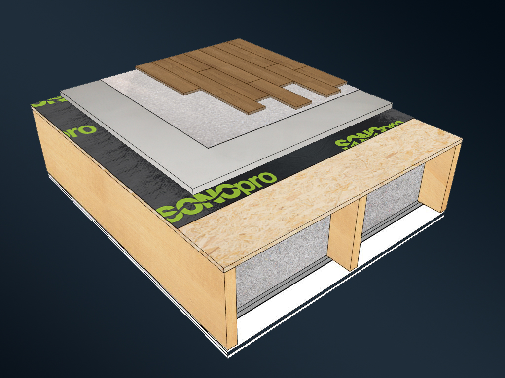 Insonorisation plancher membrane SONOpro et béton léger et / autonivelant